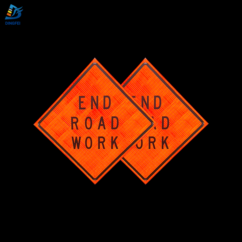 48 Inch Reflective End Road Work Roll Up Traffic Sign - 